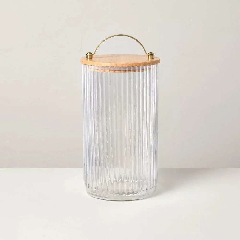 64oz Fluted Glass Storage Canister with Wood Lid - Hearth & Hand Magnolia Target